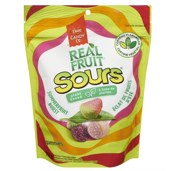 Dare Candy co. Real Fruit Sours Gummies – Assorted Flavors, 12 Bags x 350g Each