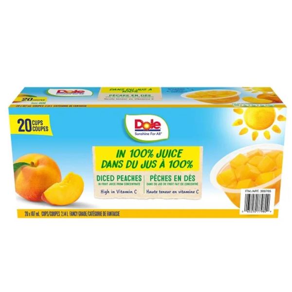 Dole Diced Peaches In Fruit Juice High in Vitamin C – 20 Cups
