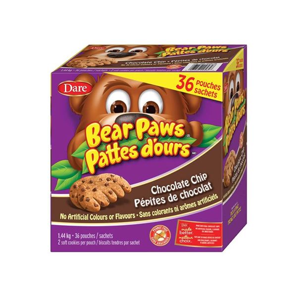 Bear Paws Chocolate Chip Snacks, 36 Pouches, 1.44 Kg