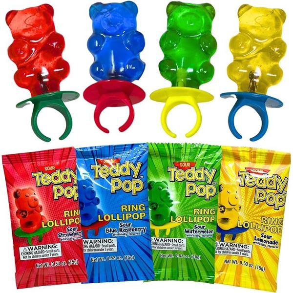 Teddy Pop 30 Lollipops Bucket with Assorted Flavors, 1651