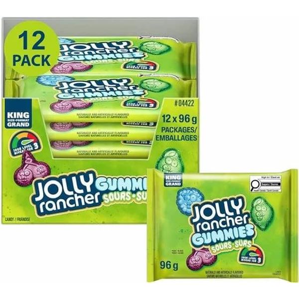 Jolly Rancher Gummies Sours Pack, 12 x 96g, Item #04422