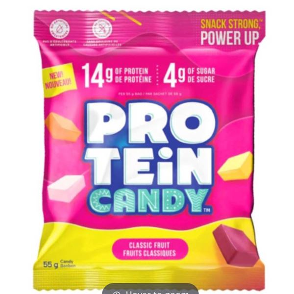 Lot of 8 Packs of ProTein Candy, 55g Each, Classic Fruit Flavor