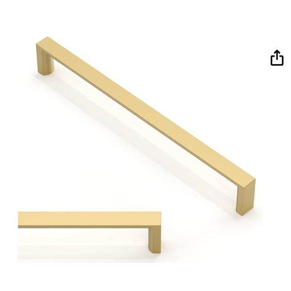 Asimerdeco AR006 10 Pack Brushed Gold Cabinet Pulls 7.5 Inch(192mm) Kitchen Cabinet Handles Solid Zi