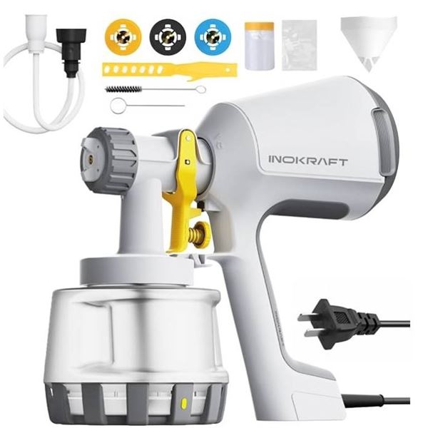InoKraft Paint Sprayer, 600W HVLP Paint Sprayer Includes 3 Nozzles, 3 Patterns & Whole Cleaning kit