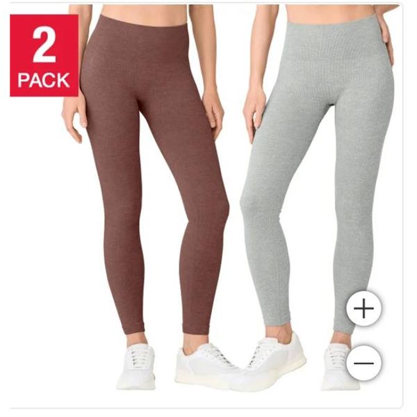 Lemon 2-Pack Ribbed Leggings, XL Size, High Waist