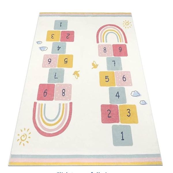 Topotdor Rainbow Sky Hopscotch Game Rugs,27.5″x63″ Kids Play Area Rugs Soft Durabl