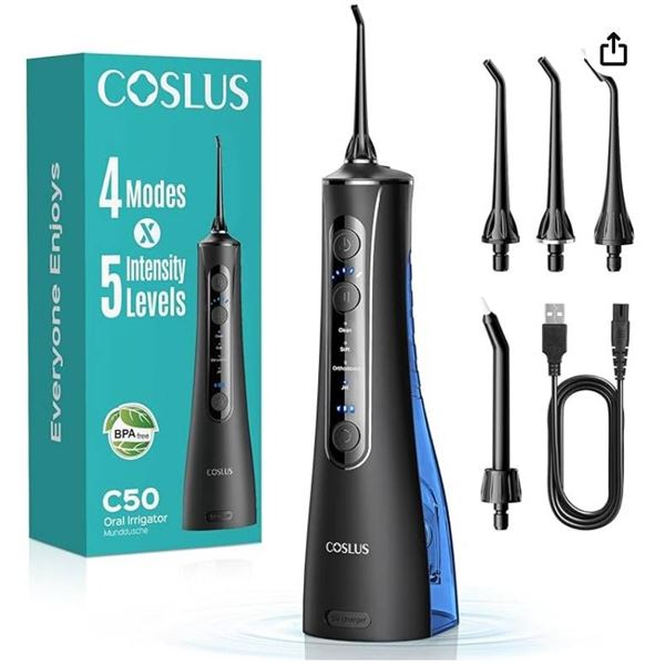 COSLUS C50 Cordless Oral Irrigator with 4 Modes and 5 Intensity Levels