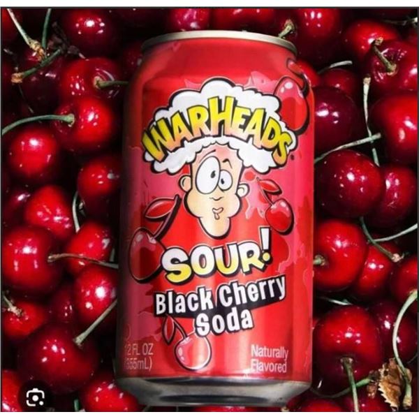 Warheads Sour Black Cherry Soda 355ml 12-Can Pack