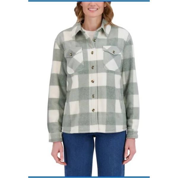 SADE Collective L/G Green and White Plaid Shirt Jacket