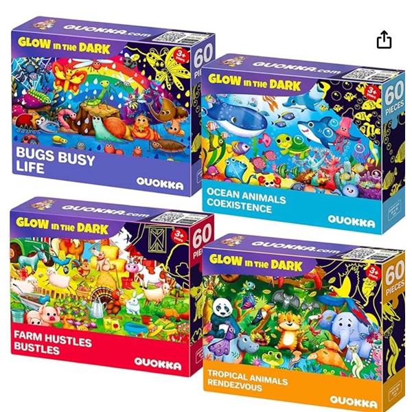 Quokka QGL4x60BUG Glow-in-the-Dark Puzzle Set Of 4