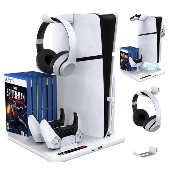 P5 Cooling Stand With Controller Charger Compatible With Multiple PS5 Models **Accessories Not Inclu