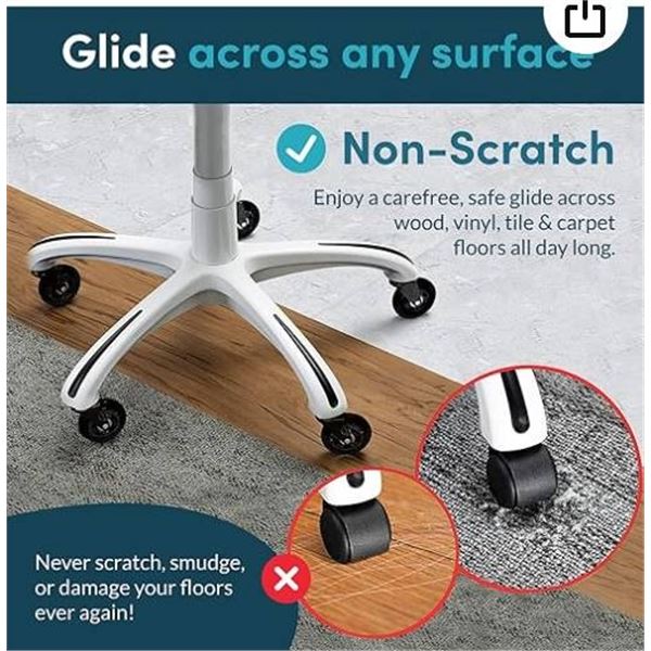 Lifelong Replacement Office Chair Wheels – Set of 5, Universal Fit