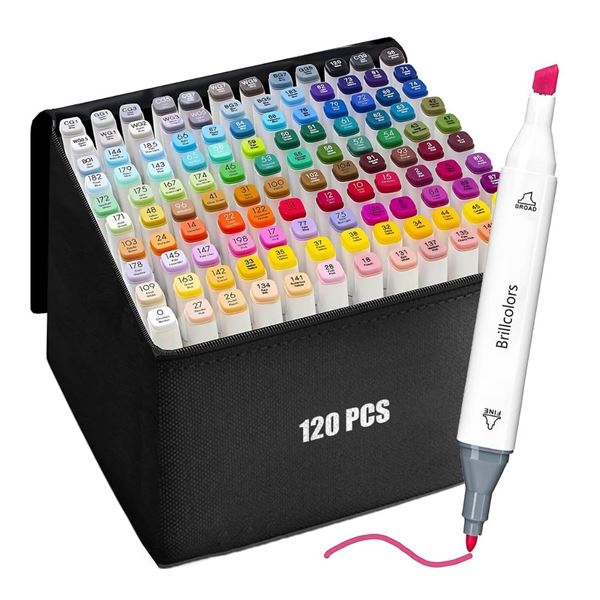 120 Colors Alcohol Markers Set with Base Dual Tip Drawing Markers Refillable