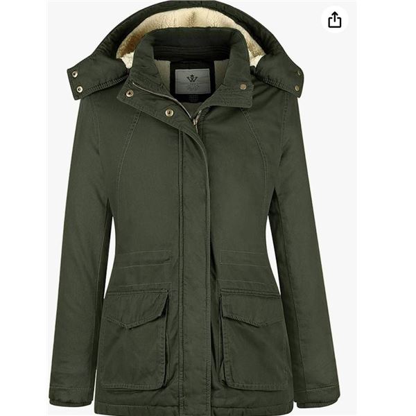 WenVen Women’s Winter Hooded Parka Coat, Army Green, Size M