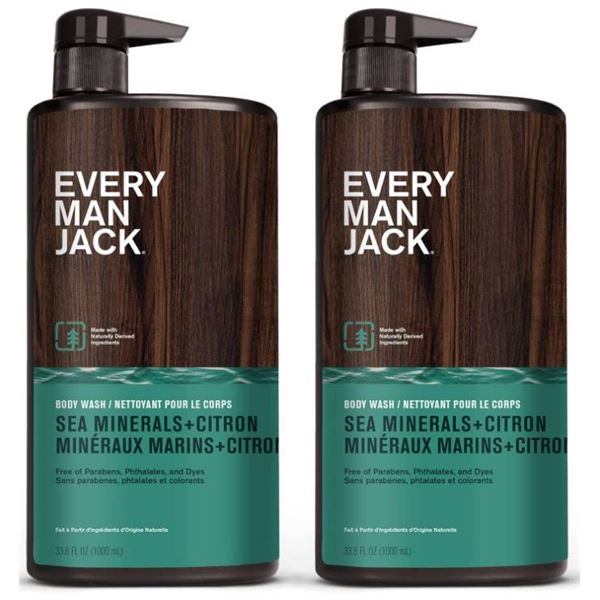Every Man Jack Sea Minerals + Citron Body Wash 33.8 fl oz Set of 2