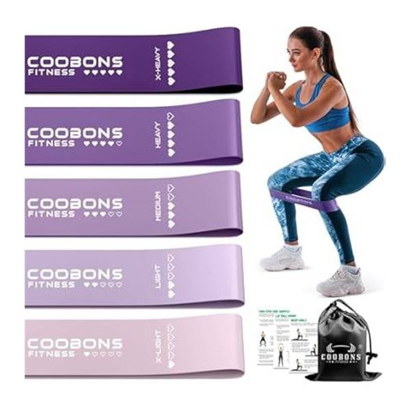 Ayombo 5-Level Resistance Bands Set with Fitness Applications