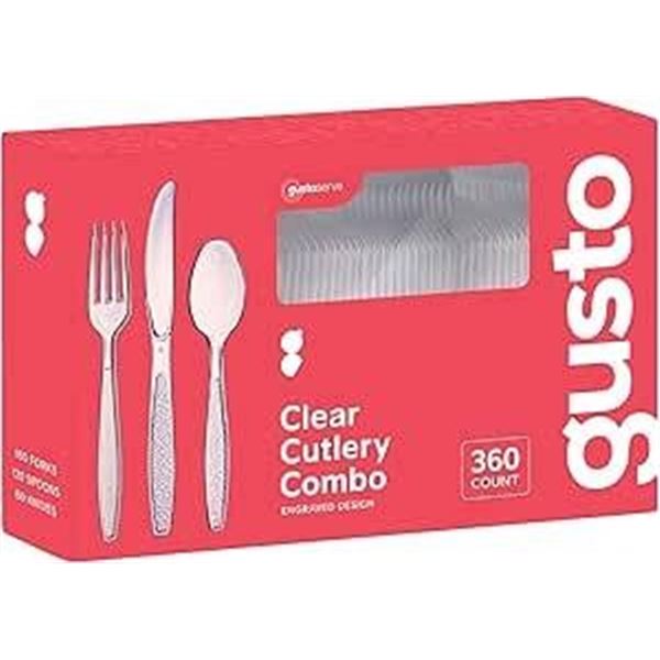 Gusto Basic Clear Cutlery Combo, 360 Count Set