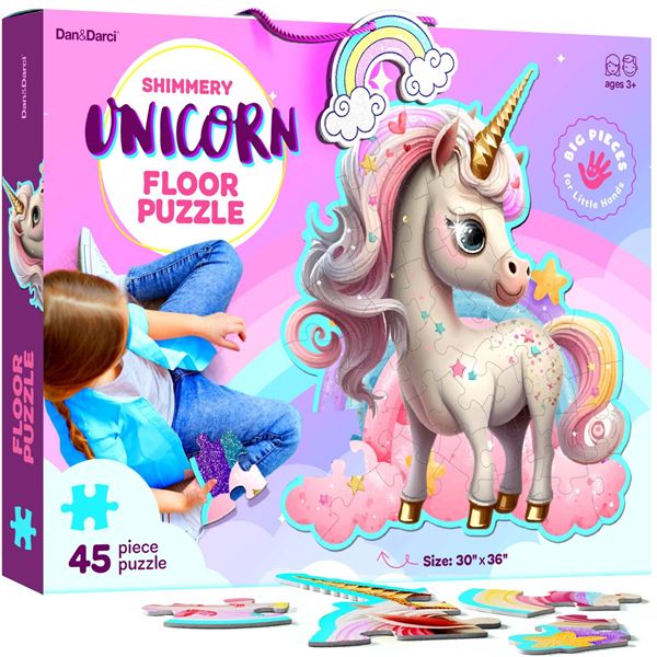 Dan & Darci Shimmery Unicorn Floor Puzzle, 45 Pieces, Ages 3+