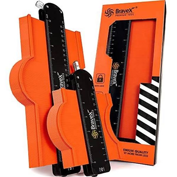 Bravex Premium Tool Contour Gauge 2-Pack with Lock