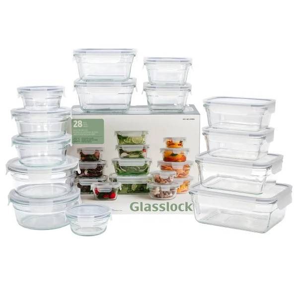 Glasslock 28-Piece Food Storage Set with Airtight Lids