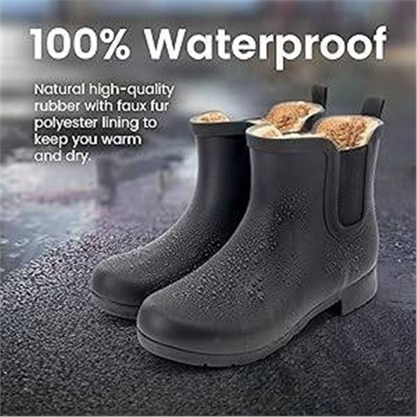 Black Rubber Boots With Size 7 Marking