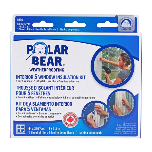 Polar Bear Weatherproofing Interior Window Insulation Kit LOT OF 6