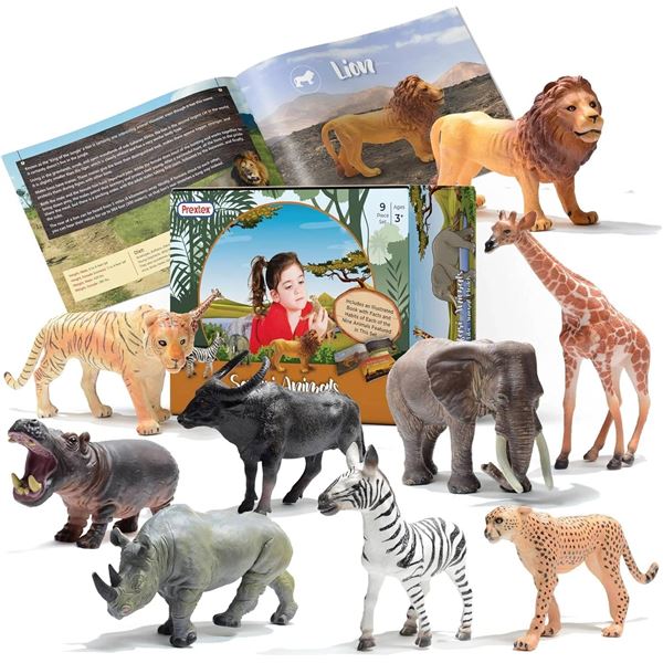 Prextex Safari Animals Toy Set With 9 Pieces LOT OF 2