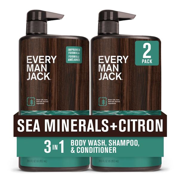 Every Man Jack Body Wash, Sea Minerals + Citron, 2-Pack, 16.9 Fl Oz Each