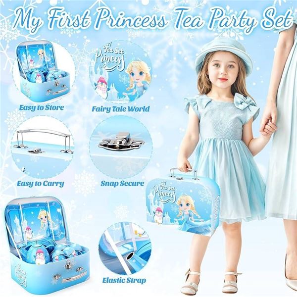 JZ-PrincessTeaSet Tea Party Playset for Girls with Winter Princess Design