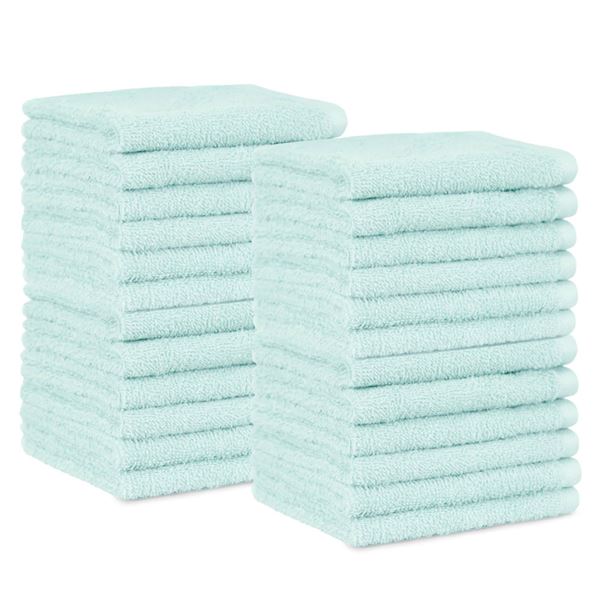 AmazonBasics 24-Piece Cotton Washcloths, Ice Blue – Model B01MSSPWAM