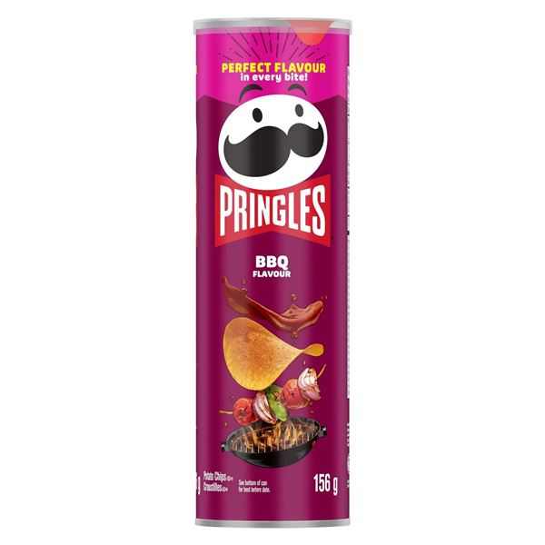 Pringles BBQ Flavor Snack Chips Can, 12 x 156 g
