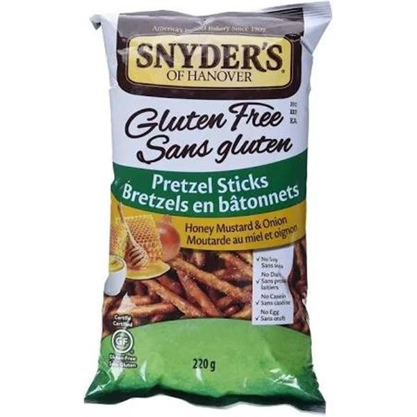 Snyder’s Of Hanover Gluten Free Pretzel Sticks, Honey Mustard & Onion, 12 x 220g