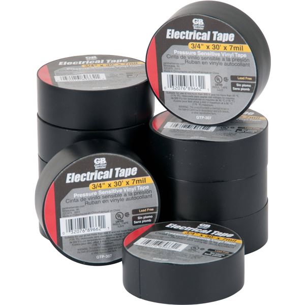 GB Electrical 3/4-Inch x 30-Foot Electrical Tape (Pack of 10)