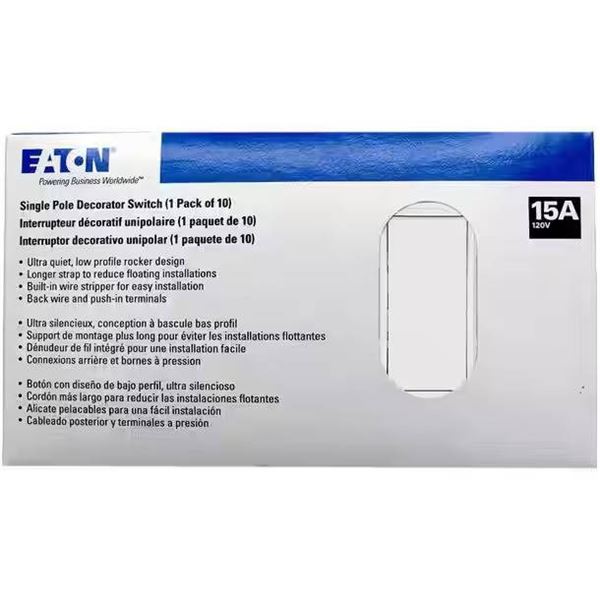 Eaton 15A Standard Size Decorator Wallplates and Switches (10-Pack)
