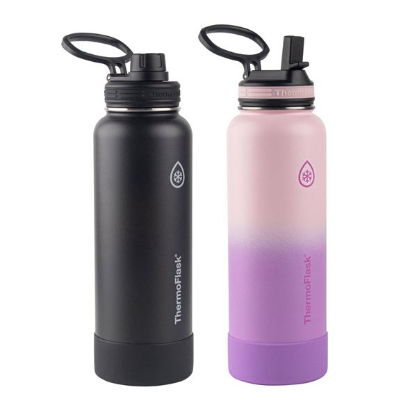 Two ThermoFlask Stainless Steel Insulated Bottles with Lids