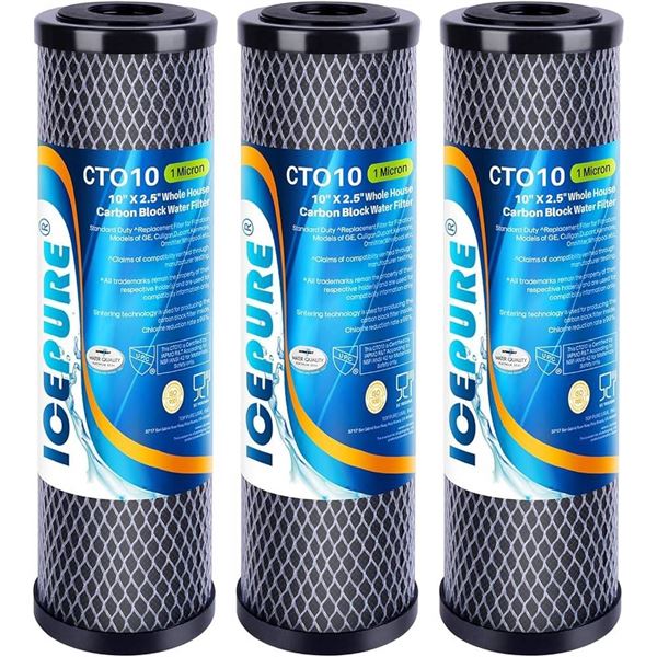 ICEPURE CTO10 Carbon Water Filter, 1 Micron 10 x 2.5 Inches, Pack of 4