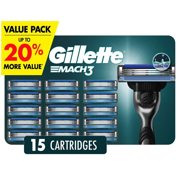 Gillette Mach3 Razor Cartridges – 15 Pack