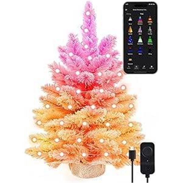 BrizLabs 2ft DIY Smart-Lit Tree Set with 75 RGB LEDs, Voice Control