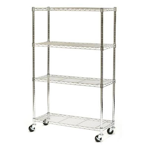 Stainless Steel Wire Shelving Unit with Casters, 4-Tier (COMES WITH WHATS SHOWN IN PHOTO)