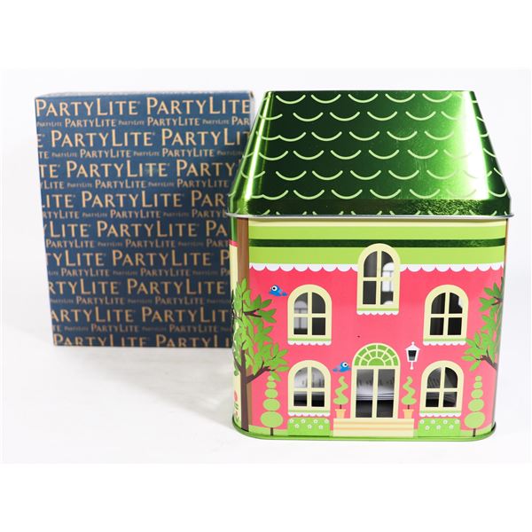 PARTYLITE SPRING VILLAGE 3 WICK JAR TIN