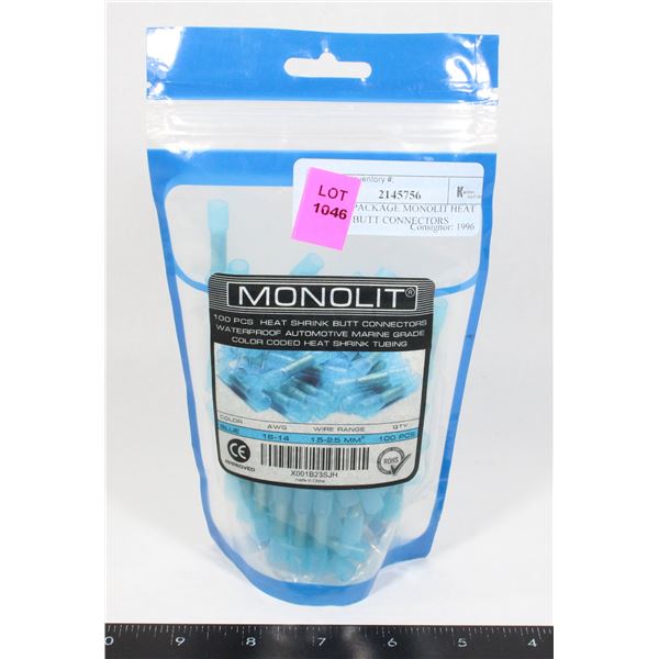NEW IN PACKAGE MONOLIT HEAT SHRINK BUTT CONNECTORS