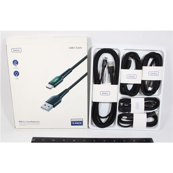 OPEN BOX - 5-PACK INIU USB-C CHARGING & DATA CABLE
