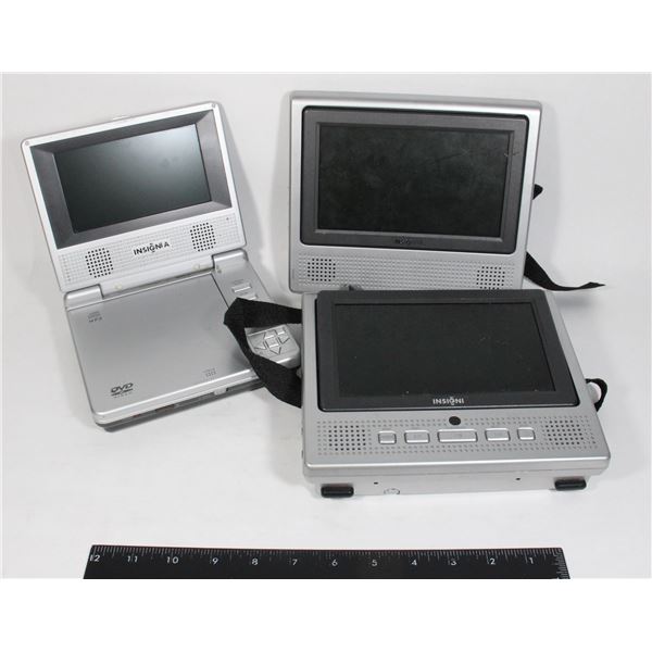 3 PORTABLE DVD PLAYERS NO CORDS INCL.