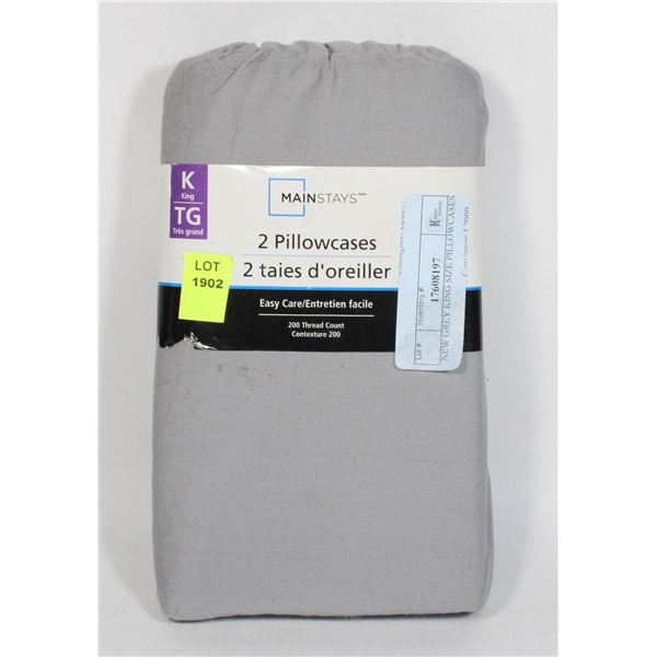 NEW GREY KING SIZE PILLOWCASES