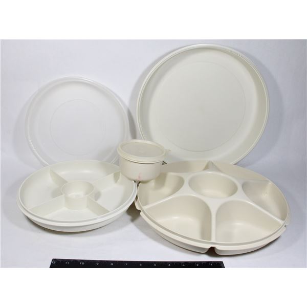 TWO LARGE TUPPERWARE CONTAINERS WITH LIDS