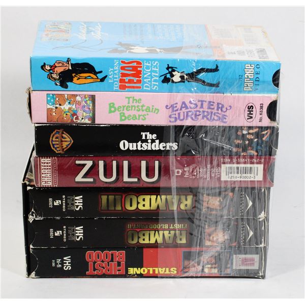 BUNDLE OF VHS MOVIES INCLUDING RAMBO SET,