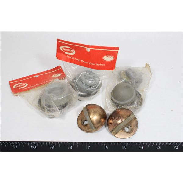5 CORBIN DOOR STOPS, ASSORTED.