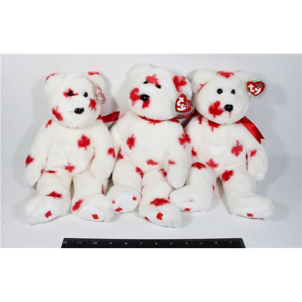 THREE 2002 TY BEANIE BABY BEARS "CHINOOK THE BEAR"