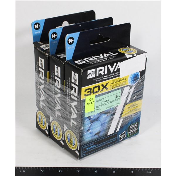 3 PACK NERF RIVAL 30 ACCU-ROUND REFILL PACK
