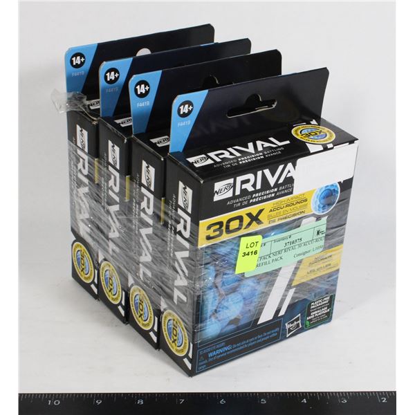 4 PACK NERF RIVAL 30 ACCU-ROUND REFILL PACK